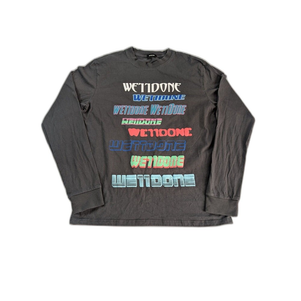 We11done Logo Spellout Oversized Long Sleeve Shirt Mens Size S Korean Streetwear